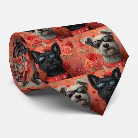 Skye Terrier met hart Rozen Valentijnsdag Stropdas (Opgerold)