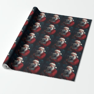 Skye Terrier met Kerstman Feestelijke Kerstmis Cadeaupapier