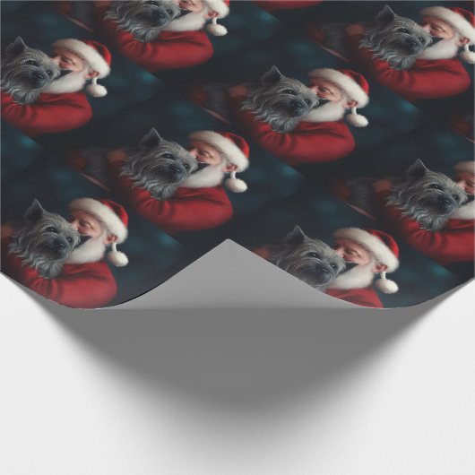 Skye Terrier met Kerstman Feestelijke Kerstmis Cadeaupapier (Hoek)