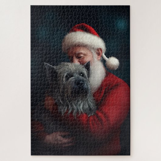 Skye Terrier met Kerstman Feestelijke Kerstmis Legpuzzel (Verticaal)