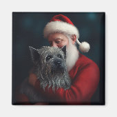 Skye Terrier met Kerstman Feestelijke Kerstmis Magneet (Voorkant)