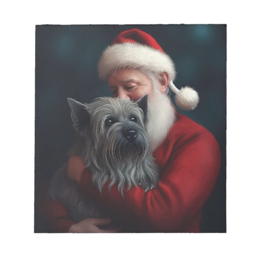 Skye Terrier met Kerstman Feestelijke Kerstmis Notitieblok (Voorkant)