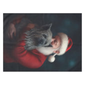 Skye Terrier met Kerstman Feestelijke Kerstmis Tafelkleed (Voorkant (Horizontaal))