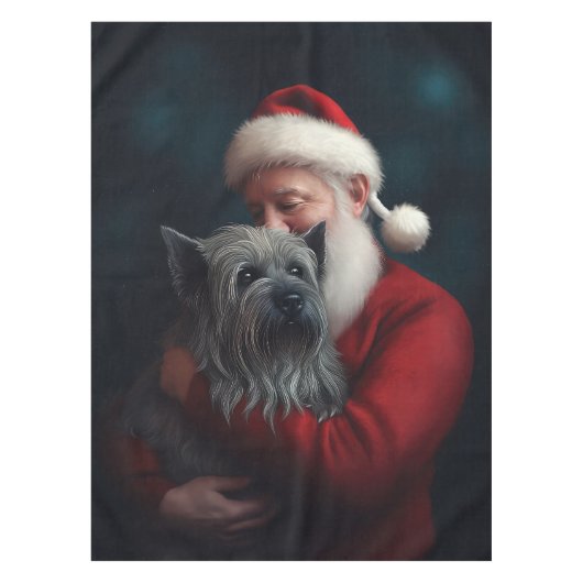 Skye Terrier met Kerstman Feestelijke Kerstmis Tafelkleed (Voorkant)