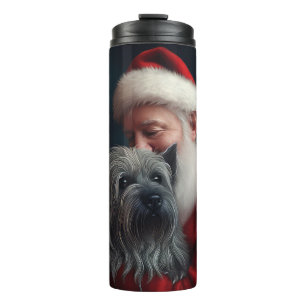 Skye Terriër met Kerstman Festive Kerstmis Thermosbeker