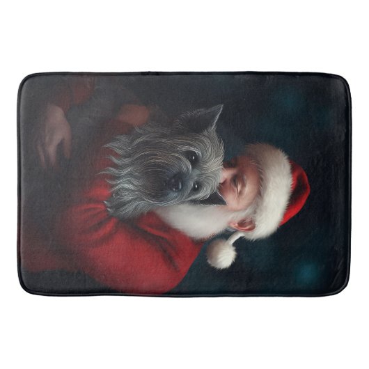 Skye Terrier met Sinterklaas Feestelijke Kerstmis Badmat (Voorkant)