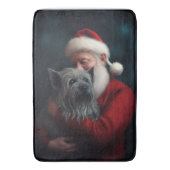Skye Terrier met Sinterklaas Feestelijke Kerstmis Badmat (Voorkant Verticaal)