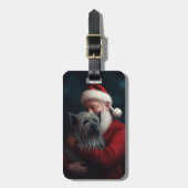 Skye Terrier met Sinterklaas Feestelijke Kerstmis Bagagelabel (Voorkant verticaal)