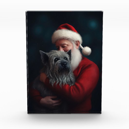 Skye Terrier met Sinterklaas Feestelijke Kerstmis Fotoblokken (Voorkant)