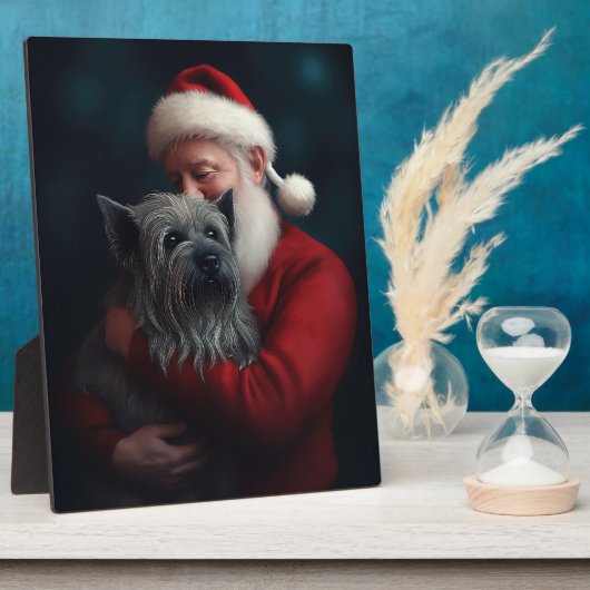 Skye Terrier met Sinterklaas Feestelijke Kerstmis Fotoplaat (Zijkant)