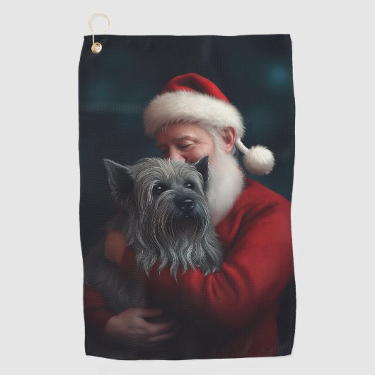 Skye Terrier met Sinterklaas Feestelijke Kerstmis Golfhanddoek (Voorkant)