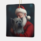 Skye Terrier met Sinterklaas Feestelijke Kerstmis Keramisch Ornament (Links)