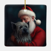 Skye Terrier met Sinterklaas Feestelijke Kerstmis Keramisch Ornament (Achterkant)