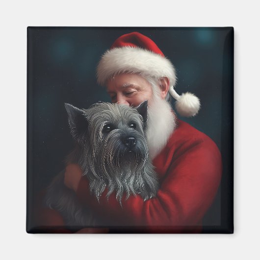 Skye Terrier met Sinterklaas Feestelijke Kerstmis Magneet (Voorkant)