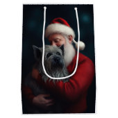 Skye Terrier met Sinterklaas Feestelijke Kerstmis Medium Cadeauzakje (Achterkant)
