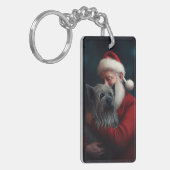 Skye Terrier met Sinterklaas Feestelijke Kerstmis Sleutelhanger (Voorkant Links)