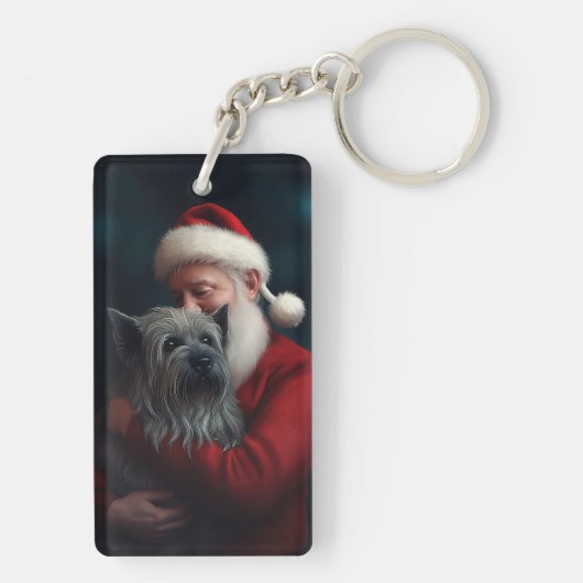 Skye Terrier met Sinterklaas Feestelijke Kerstmis Sleutelhanger (achterkant)