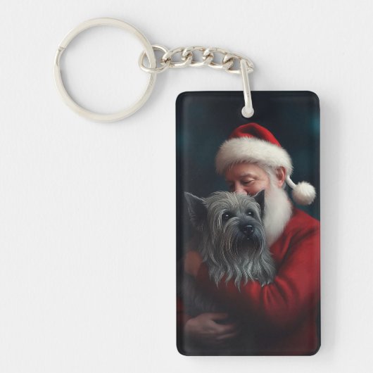 Skye Terrier met Sinterklaas Feestelijke Kerstmis Sleutelhanger (Voorkant)