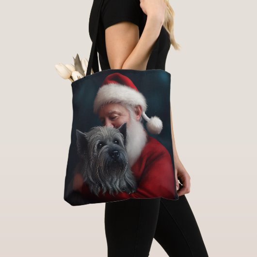 Skye Terrier met Sinterklaas Feestelijke Kerstmis Tote Bag (Dichtbij)
