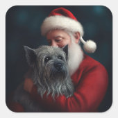 Skye Terrier met Sinterklaas Feestelijke Kerstmis Vierkante Sticker (Voorkant)
