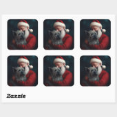 Skye Terrier met Sinterklaas Festive Kerstmis Vierkante Sticker (Vel)