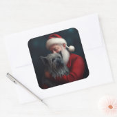 Skye Terrier met Sinterklaas Festive Kerstmis Vierkante Sticker (Envelop)