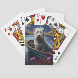 Skye Terrier op een peddel: een landschappelijk av Pokerkaarten