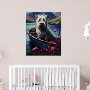 Skye Terrier op een peddel: Een landschappelijk av Poster