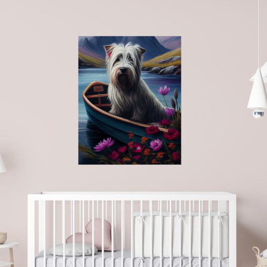 Skye Terrier op een peddel: Een landschappelijk av Poster (Kinderkamer 2)