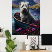 Skye Terrier op een peddel: Een landschappelijk av Poster (Thuiskantoor)
