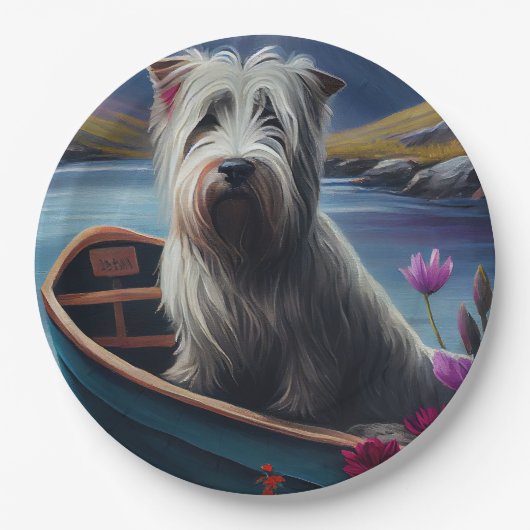 Skye Terrier op een peddel: Een Schilderachtig avo Papieren Bordje (Voorkant)