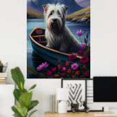 Skye Terrier op een peddel: Een Schilderachtig avo Poster (Thuiskantoor)