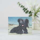 Skye Terrier op het Strand Briefkaart (Staand voorkant)