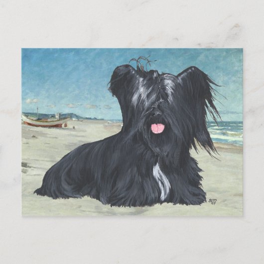 Skye Terrier op het Strand Briefkaart (Voorkant)