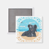 Skye Terrier op het Strand Magneet (Voorkant / Achterkant)