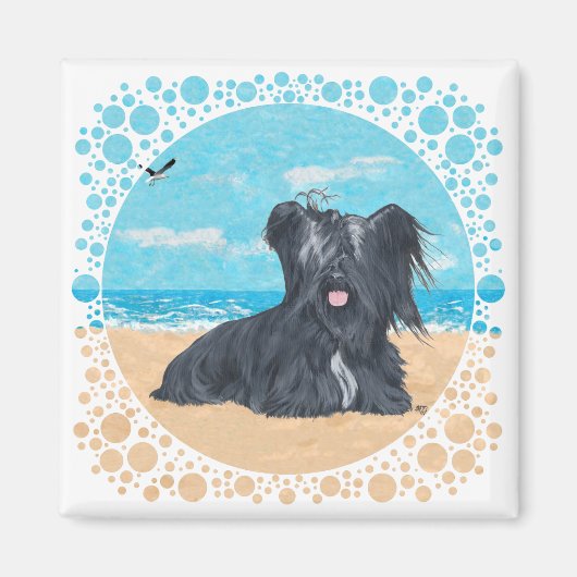 Skye Terrier op het Strand Magneet (Voorkant)