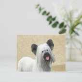 Skye Terrier Painting - Cute Original Dog Art Briefkaart (Staand voorkant)