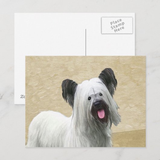 Skye Terrier Painting - Cute Original Dog Art Briefkaart (Voorkant / Achterkant)