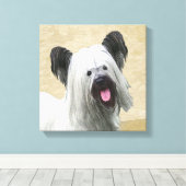 Skye Terrier Painting - Cute Original Dog Art Canvas Afdruk (Insitu (Houten vloer))