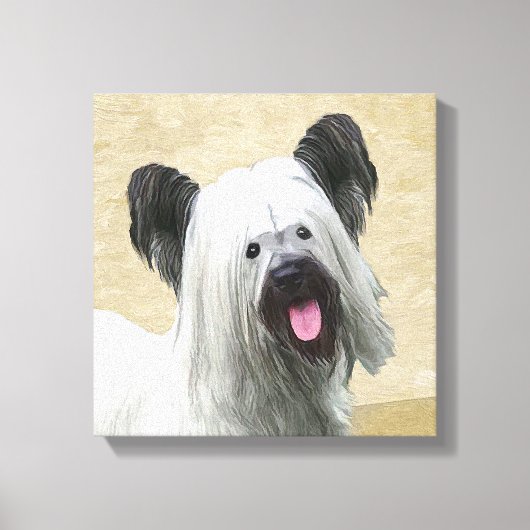 Skye Terrier Painting - Cute Original Dog Art Canvas Afdruk (Voorkant)