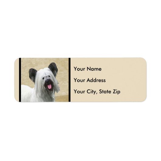 Skye Terrier Painting - Cute Original Dog Art Etiket (Voorkant)