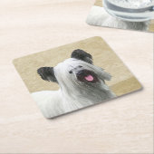 Skye Terrier Painting - Cute Original Dog Art Kartonnen Onderzetters (Schuin)