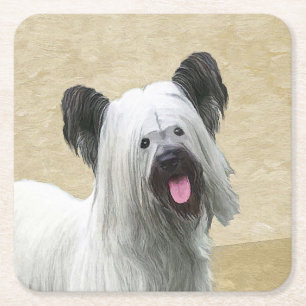 Skye Terrier Painting - Cute Original Dog Art Kartonnen Onderzetters