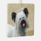 Skye Terrier Painting - Cute Original Dog Art Keramisch Ornament (Rechts)