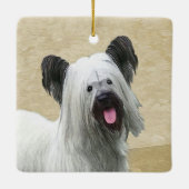Skye Terrier Painting - Cute Original Dog Art Keramisch Ornament (Achterkant)