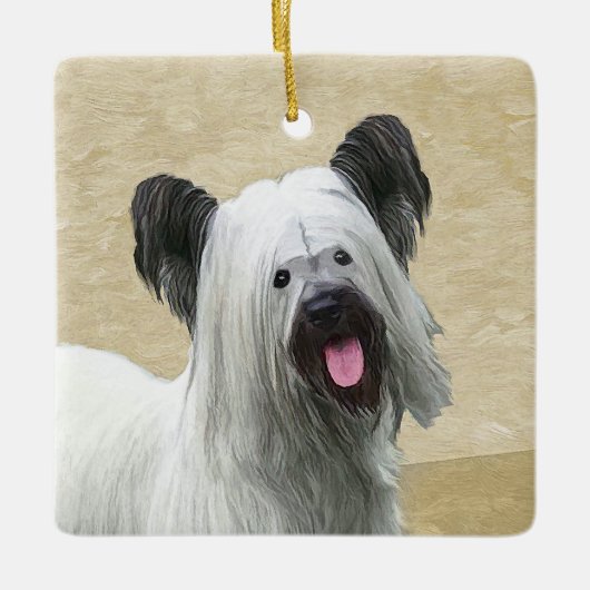 Skye Terrier Painting - Cute Original Dog Art Keramisch Ornament (Voorkant)
