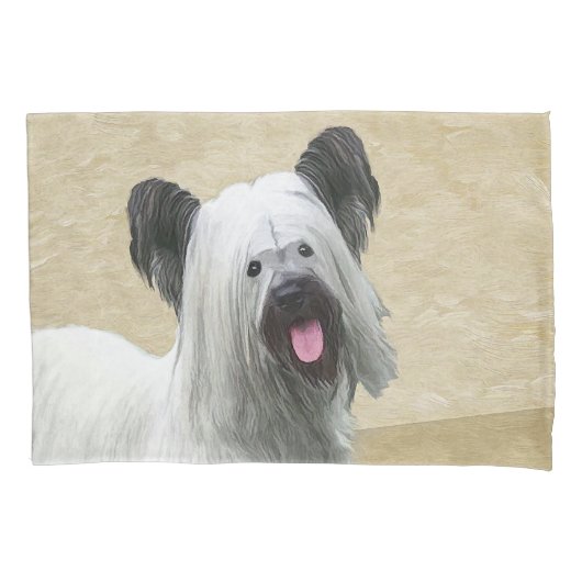 Skye Terrier Painting - Cute Original Dog Art Kussensloop (Voorkant)