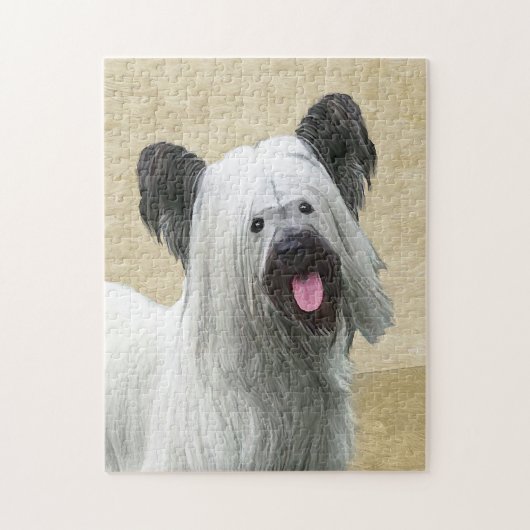 Skye Terrier Painting - Cute Original Dog Art Legpuzzel (Verticaal)