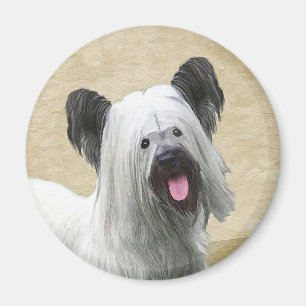 Skye Terrier Painting - Cute Original Dog Art Magneet