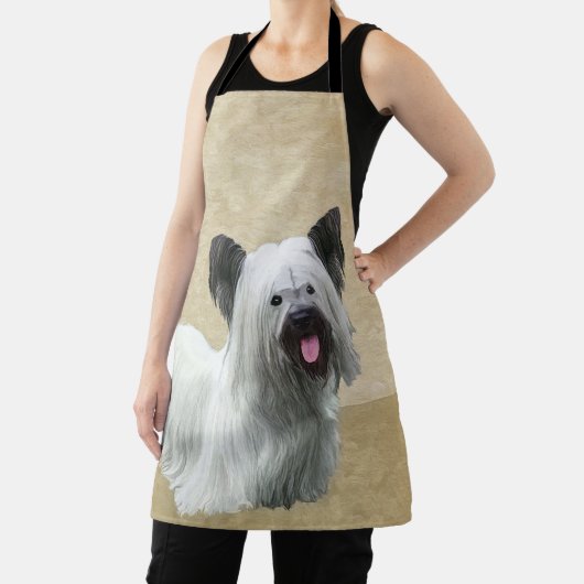 Skye Terrier Painting - Cute Original Dog Art Schort (Insitu)